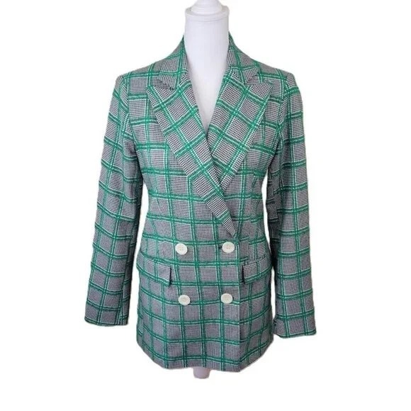 Topshop Jackets & Blazers - Topshop Green Checkered Blazer